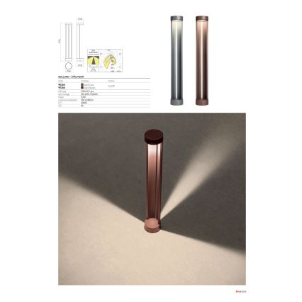 Redo 90365 - LED-ulkovalaisin ZEUS LED/11,5 W/230 V 3000 K 75 cm IP54 antrasiitti