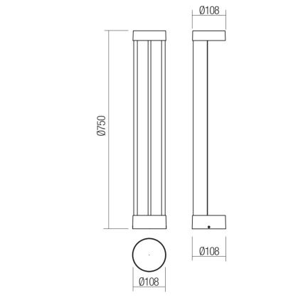 Redo 90366 - ZEUS LED ulkovalaisin LED/11,5W/230V 3000K 75 cm IP54 ruskea