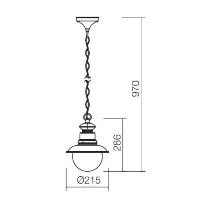 Redo 9046 - Ulkokattokruunu ketjulla SCOTT 1xE27/42W/230V IP44