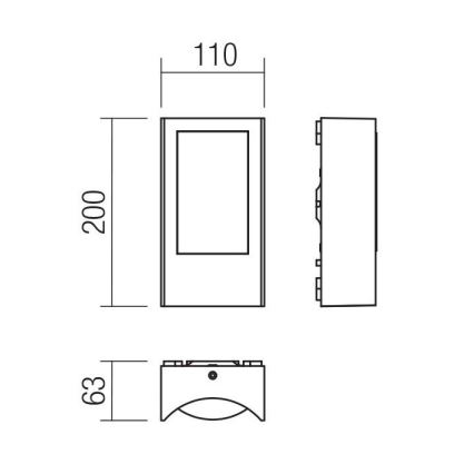 Redo 90483 - LED-ulkoseinävalaisin WARP LED/8W/230V 3000K IP44 antrasiitti