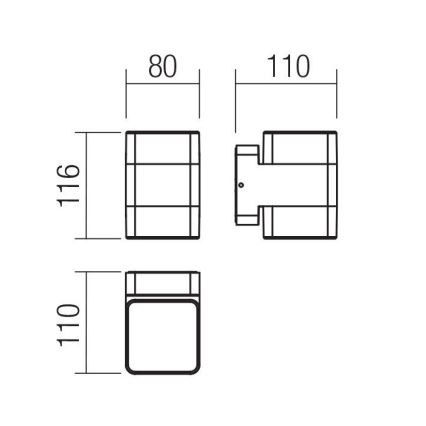 Redo 90492 - LED-ulkoseinävalaisin TOK LED/14,8W/230V IP44 antrasiitti