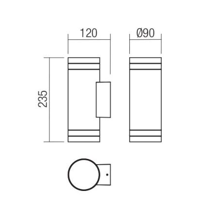 Redo 90518 - Ulkoseinävalaisin CARGO 2xGU10/28W/230V IP54 antrasiitti