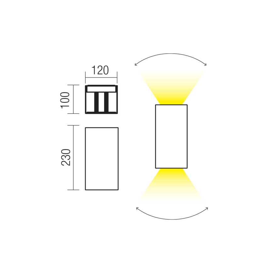 Redo 90552 - LED-ulkoseinävalaisin VARY 2xLED/10W/230V 3000K IP54 valkoinen