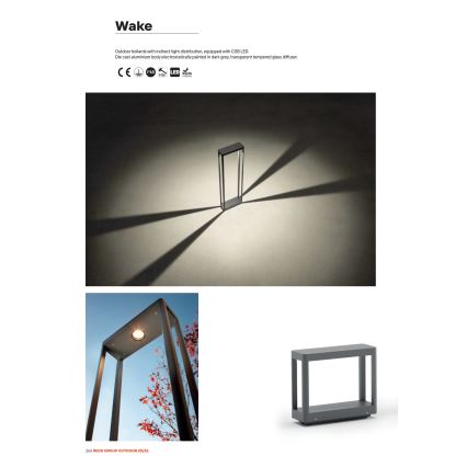Redo 90581 - LED-ulkovalaisin WAKE LED/8W/230V 3000K 50 cm IP65 antrasiitti