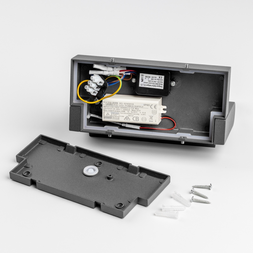 Redo 90587 - LED Ulkovalo anturilla FLIP LED/20W/230V CRI 90 3000K IP54 antrasiitti