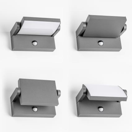 Redo 90587 - FLIP LED-ulkoseinävalaisin anturilla LED/20W/230V 3000K CRI 90 IP54 antrasiitti