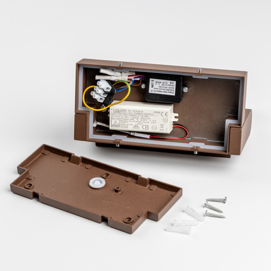 Redo 90588 - LED Ulkovalo anturilla FLIP LED/20W/230V CRI 90 3000K IP54 ruskea