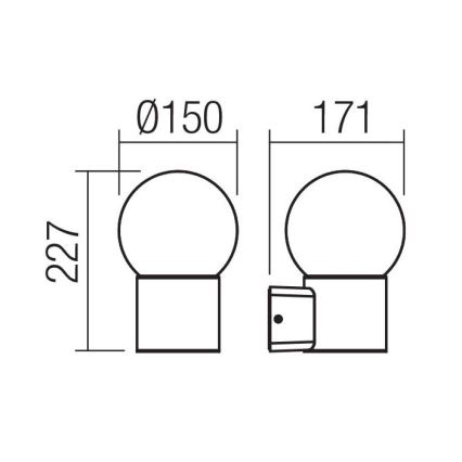 Redo 90640 - Ulkoseinävalaisin BULK 1xE27/28W/230V IP44 antrasiitti