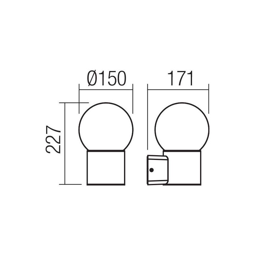 Redo 90640 - Ulkoseinävalaisin BULK 1xE27/28W/230V IP44 antrasiitti