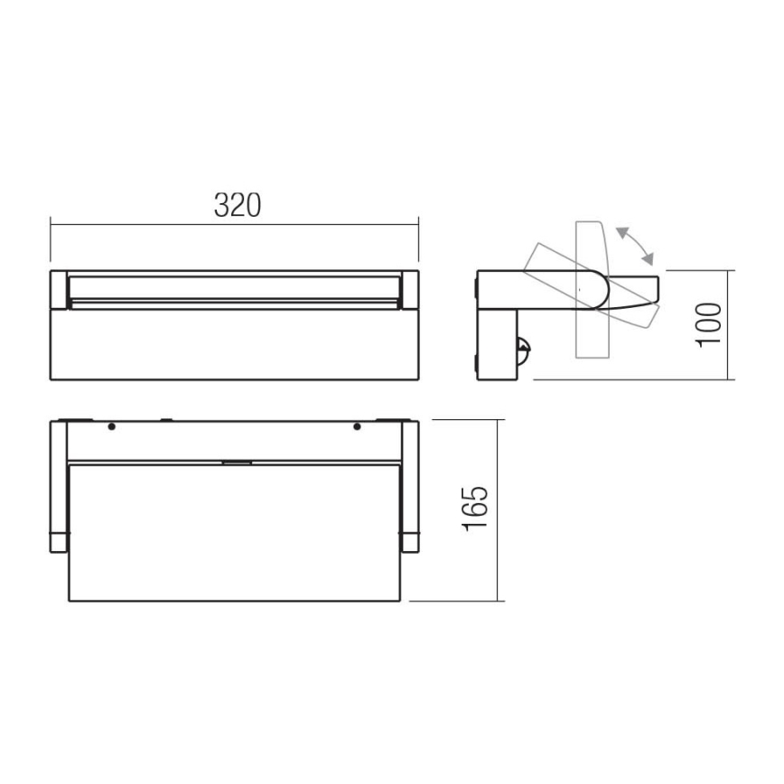 Redo 90715 - LED-ulkoseinävalaisin FLIP, 40 W, 230 V, 3000/4000/5000 K, CRI 90, IP54, antrasiitti