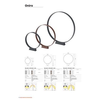 Redo 91067 - ONIRO LED-ulkovalaisin 15 W, 230 V, 3000 K, 49,5 cm, CRI 90, IP65, ruskea