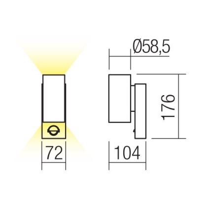 Redo 9455 - LED Ulkovalo anturilla VINCE 2xLED/3W/230V IP54 ruskea