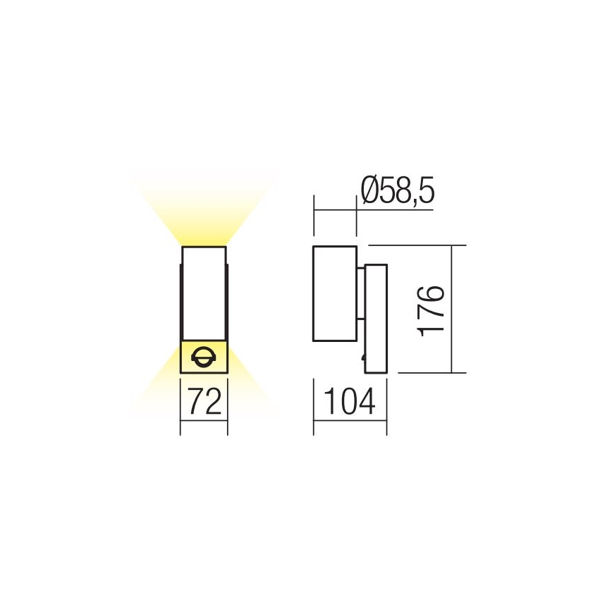 Redo 9455 - LED Ulkovalo anturilla VINCE 2xLED/3W/230V IP54 ruskea