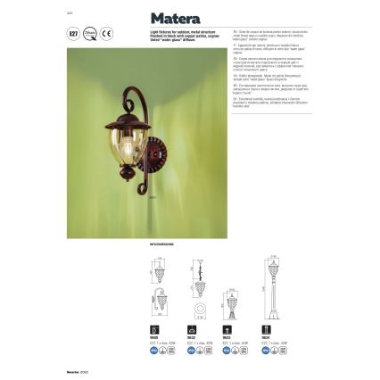 Redo 9632 - Ulkokattokruunu ketjulla MATERA 1xE27/42W/230V IP33