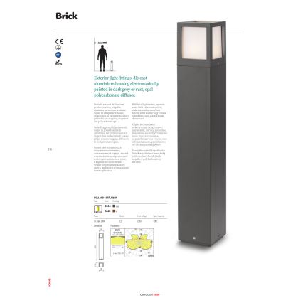 Redo 9644 - Ulkovalaisin BRICK 1xE27/23W/230V IP54