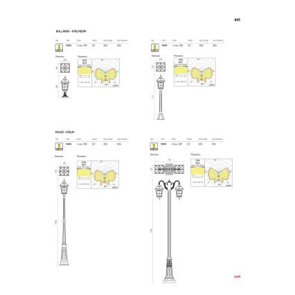 Redo 9652 - Ulkovalaisin YORK 1xE27/70W/230V IP44 ruskea