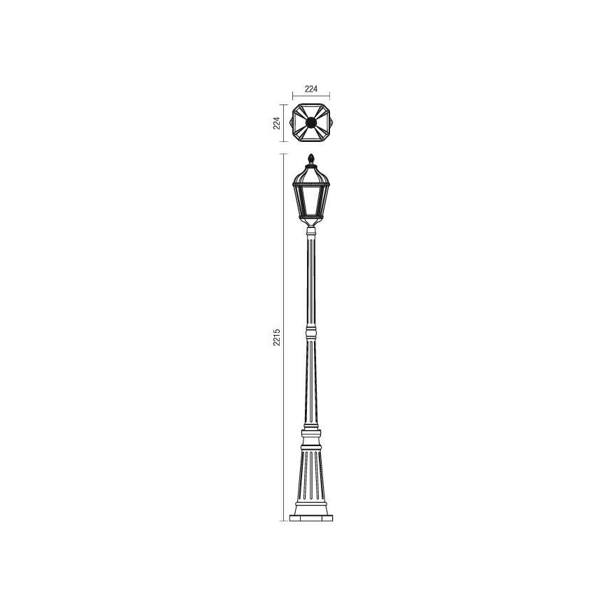 Redo 9662 - Ulkovalaisin ESSEN 1xE27/70W/230V 221,5 cm IP44 ruskea/patina