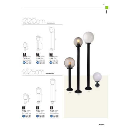 Redo 9776 - Ulkovalaisin SFERA 1xE27/42W/230V IP44 25x125 cm ruskea