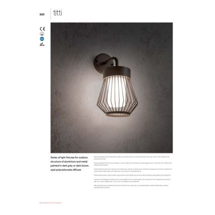 Redo 9843 - Ulkoseinävalaisin TITTI 1xE27/42W/230V IP44 antrasiitti