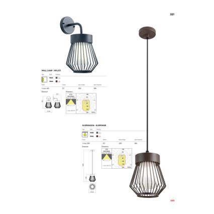 Redo 9843 - Ulkoseinävalaisin TITTI 1xE27/42W/230V IP44 antrasiitti