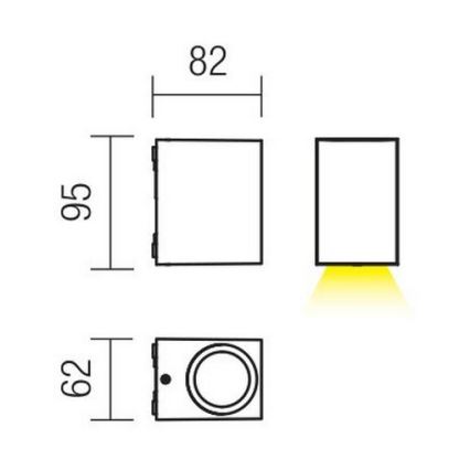 Redo 9907 - LED-ulkoseinävalaisin BEAM LED/5W/230V IP54