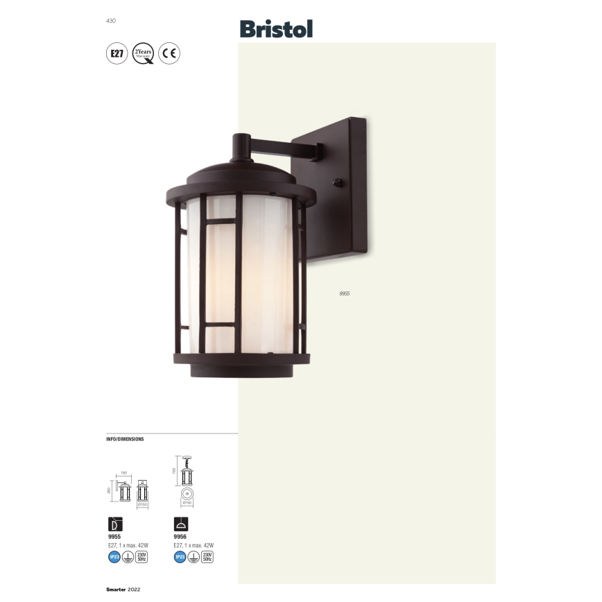 Redo 9956 - Ulkokattokruunu ketjulla BRISTOL 1xE327/42W230V IP23