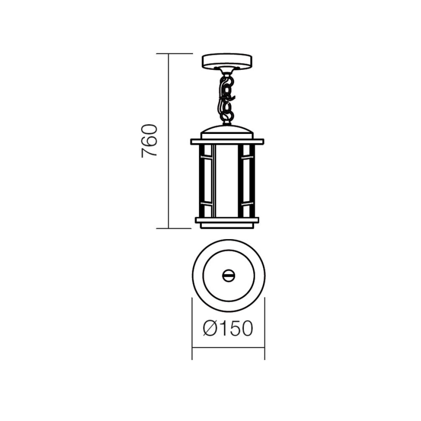 Redo 9956 - Ulkokattokruunu ketjulla BRISTOL 1xE327/42W230V IP23