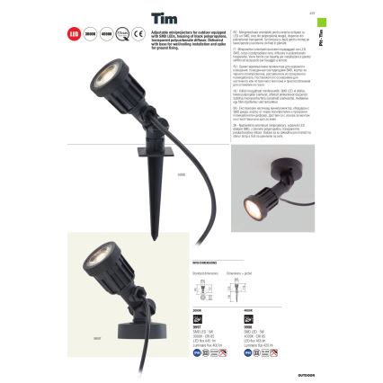 Redo 9998 - LED-ulkolamppu TIM LED/5W/230V 4000K IP65