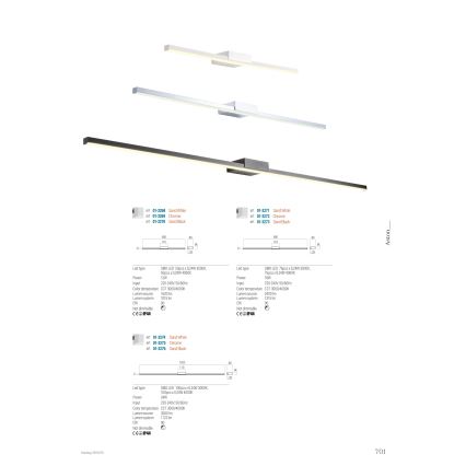 Redo01-3269 - Kylpyhuoneen LED-peilivalo ASTON LED/12W/230V 60 cm CRI 90 IP44 kiiltävä kromi