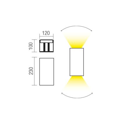 Redo 90553 - LED-ulkoseinävalaisin VARY 2xLED/10W/230V 3000K IP54 antrasiitti