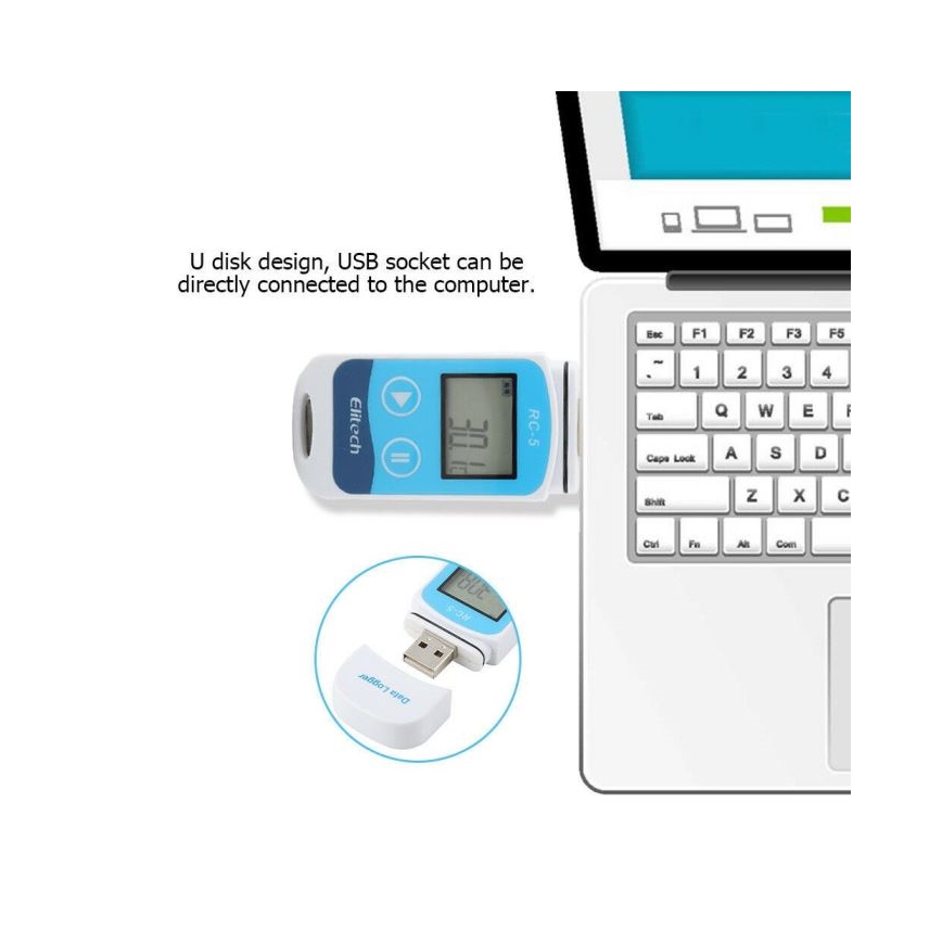 Rekisteröivä lämpömittari USB/1xCR2032 IP67
