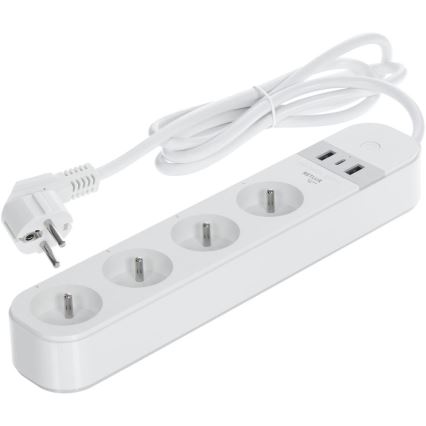 Älykäs jatko kaapeli kytkimellä 4Z Tyyppi E + 2x USB-A + 1x USB-C 1,5m Wi-Fi Tuya valkoinen