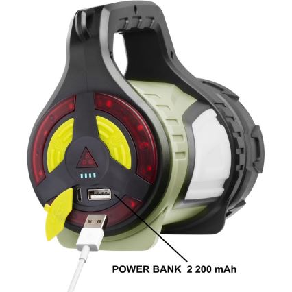 Retlux - himmennettävä ladattava ulkokäyttöön sopiva LED-taskulamppu powerbank-toiminnolla LED/21W/4400 mAh IP44