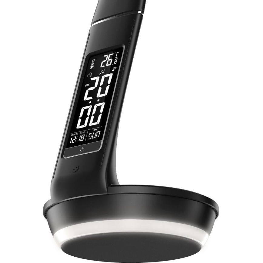Himmennettävä LED-pöytävalaisin langattomalla latauksella Qi 5W ja näyttö LED/6W/230V 3000/4000/6000K musta