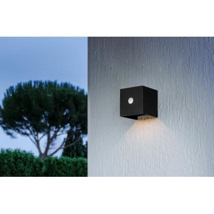 Retlux - LED-aurinkokennolla varustettu seinävalaisin anturilla LED/1W/3,7V 1200 mAh IP44 musta