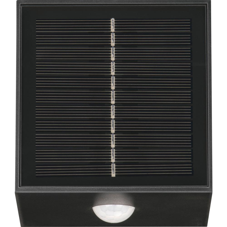Retlux - LED-aurinkokennolla varustettu seinävalaisin anturilla LED/1W/3,7V 1200 mAh IP44 musta