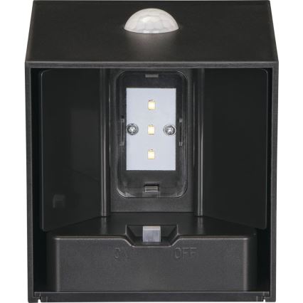 Retlux - LED-aurinkokennolla varustettu seinävalaisin anturilla LED/1W/3,7V 1200 mAh IP44 musta