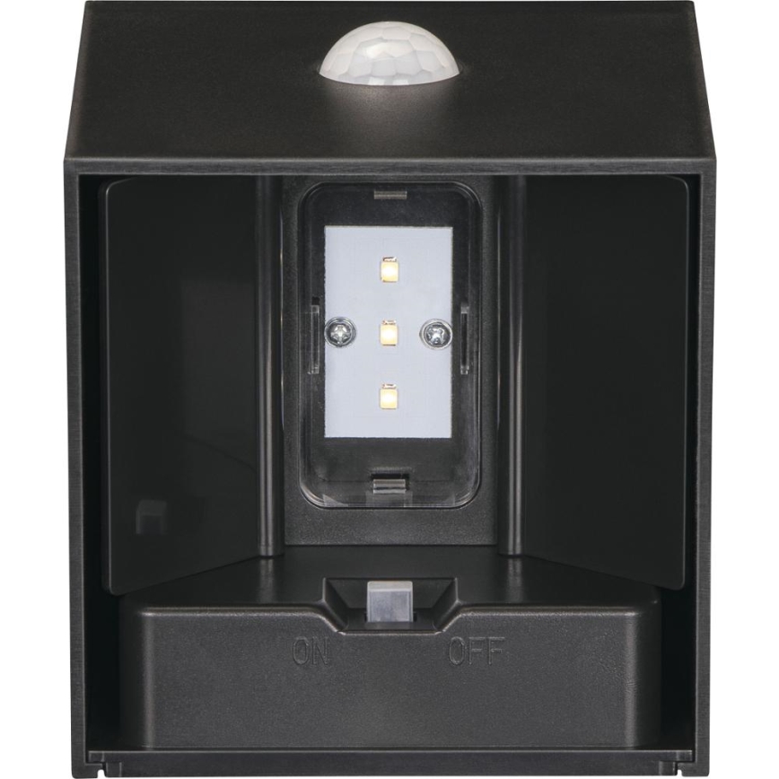 Retlux - LED-aurinkokennolla varustettu seinävalaisin anturilla LED/1W/3,7V 1200 mAh IP44 musta