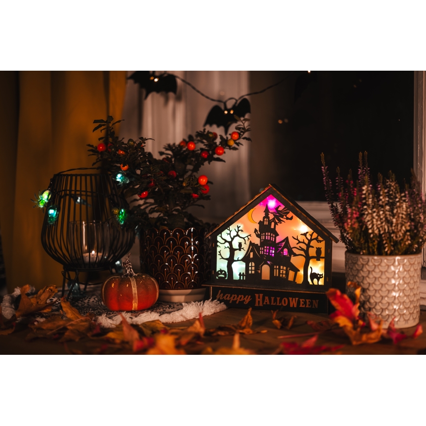LED Koriste HALLOWEEN LED/2xAA/moniväri karmiva talo