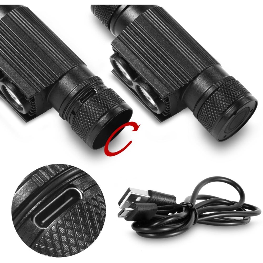 LED Himmennettävä ladattava alumiini otsalamppu LED/2600 mAh IP65