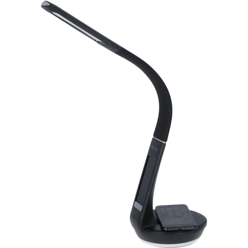 Himmennettävä LED-pöytävalaisin langattomalla latauksella Qi 5W ja näyttö LED/6W/230V/1xCR2032 3000/4000/6000K musta
