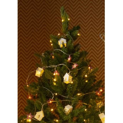 LED-jouluketju 10xLED/2xAA 2,3m lämmin valkoinen
