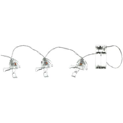 LED-jouluketju 10xLED/2xAA/lämpimänvalkoinen 1,65m lumiukkoja