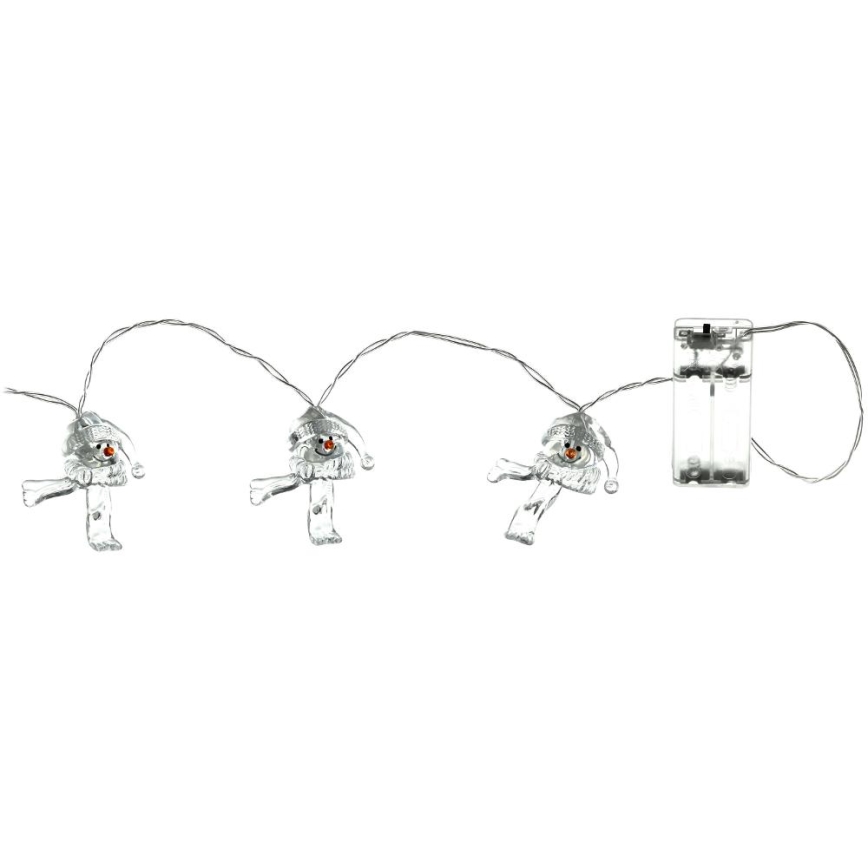 LED-jouluketju 10xLED/2xAA/lämpimänvalkoinen 1,65m lumiukkoja
