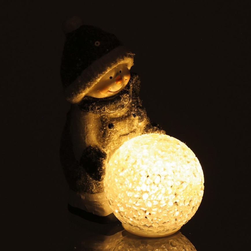 LED-joulukoriste LED/2xLR44/lämpimänvalkoinen lumiukko lumipallon kanssa
