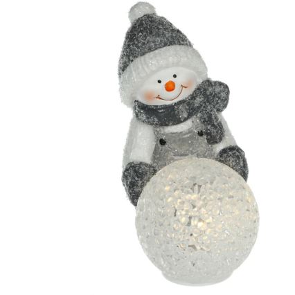 LED-joulukoriste LED/2xLR44/lämpimänvalkoinen lumiukko lumipallon kanssa