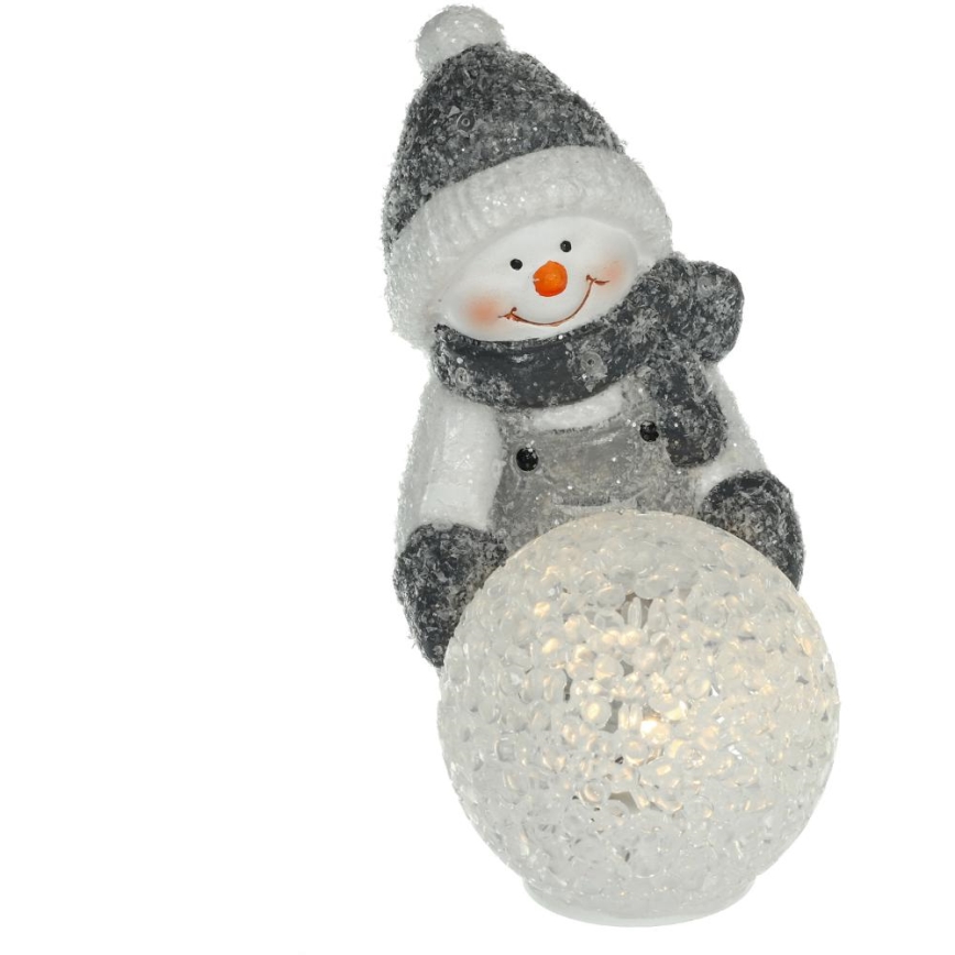 LED-joulukoriste LED/2xLR44/lämpimänvalkoinen lumiukko lumipallon kanssa