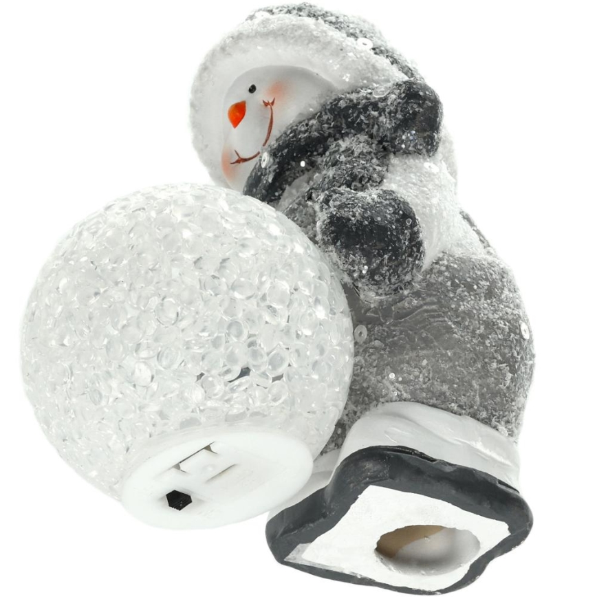LED-joulukoriste LED/2xLR44/lämpimänvalkoinen lumiukko lumipallon kanssa