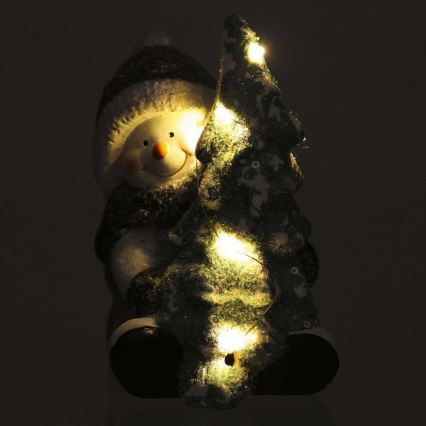 LED-joulukoriste LED/2xLR44/lämpimänvalkoinen lumiukko puun kanssa