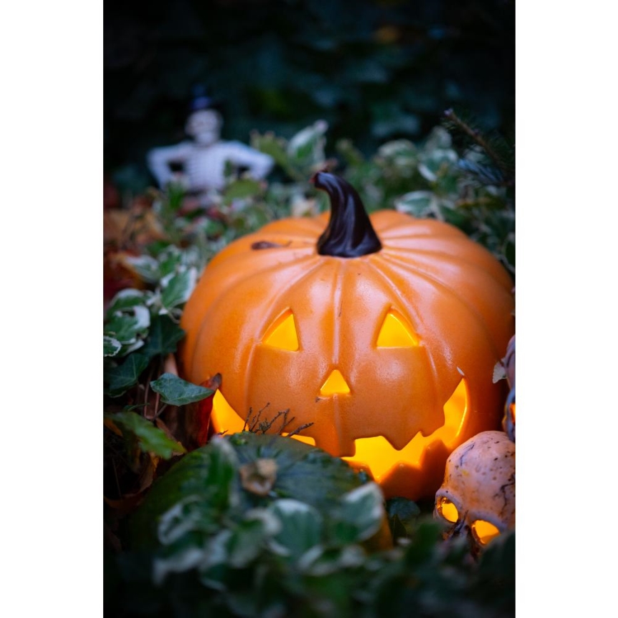 LED Keraaminen kurpitsa HALLOWEEN LED/3xLR44/lämpimänvalkoinen